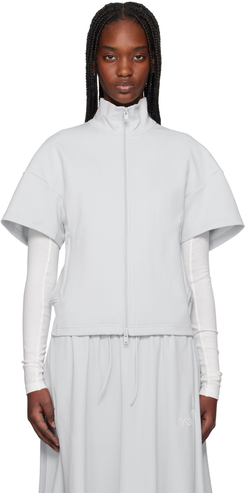 Obleke Y-3 Y-3 Short Sleeve Track Jacket Siva | JL6671
