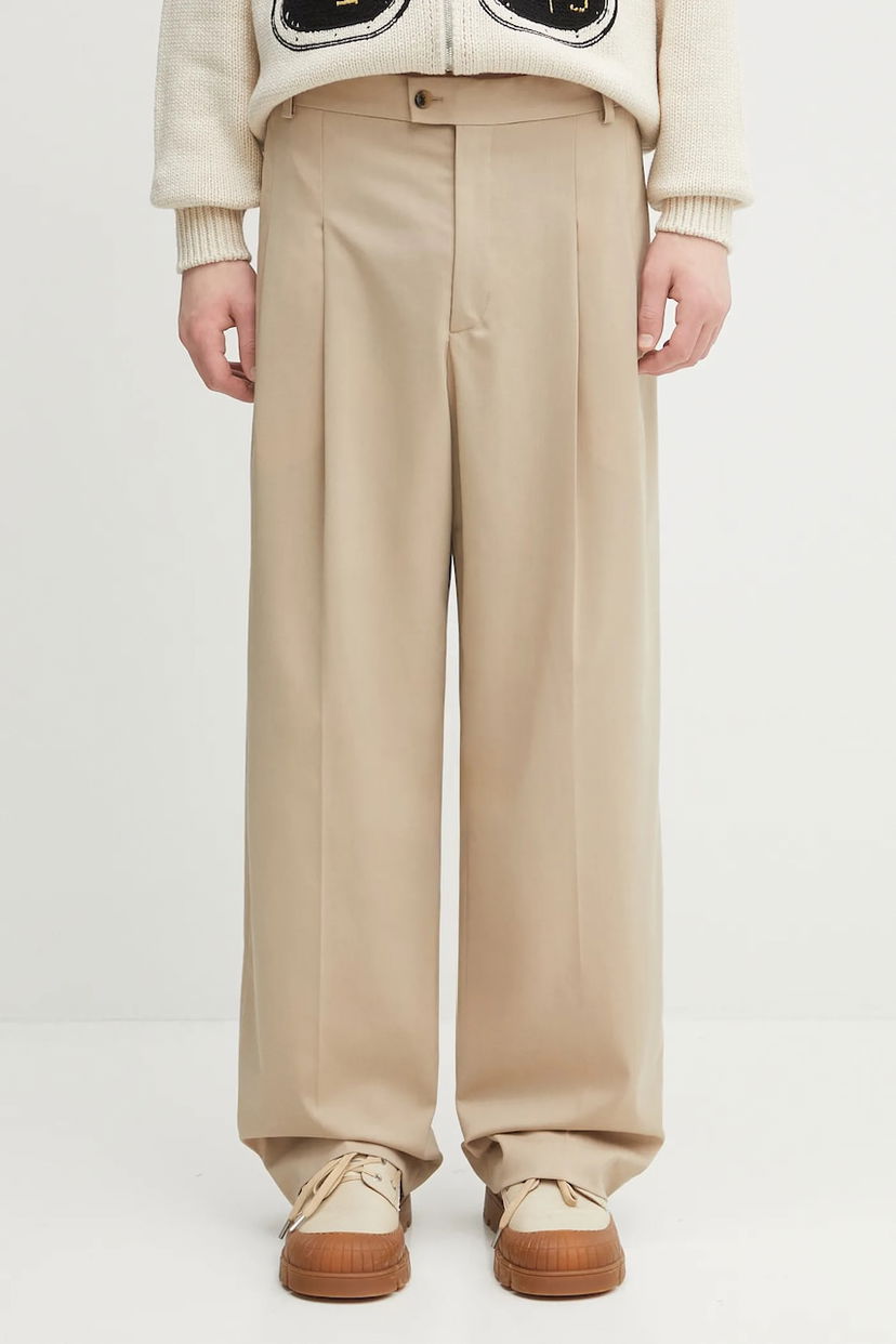 Hlače KENZO Kenzo Pleated Wool Chino Pants Bež | FF65PA3689RZ