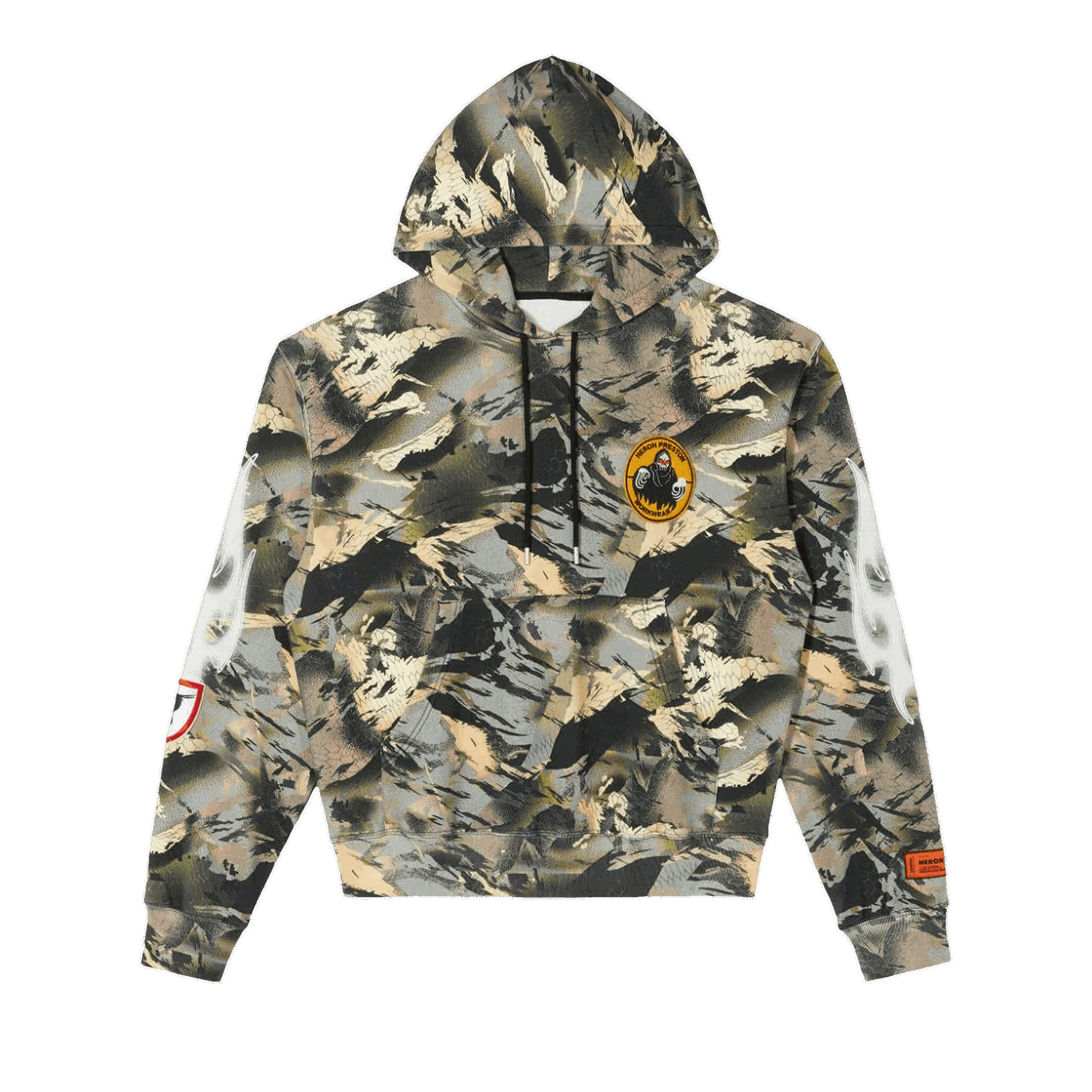 Pulover HERON PRESTON Camo Flaming Hoodie Zelena | HMBB017S22JER0025901, 0