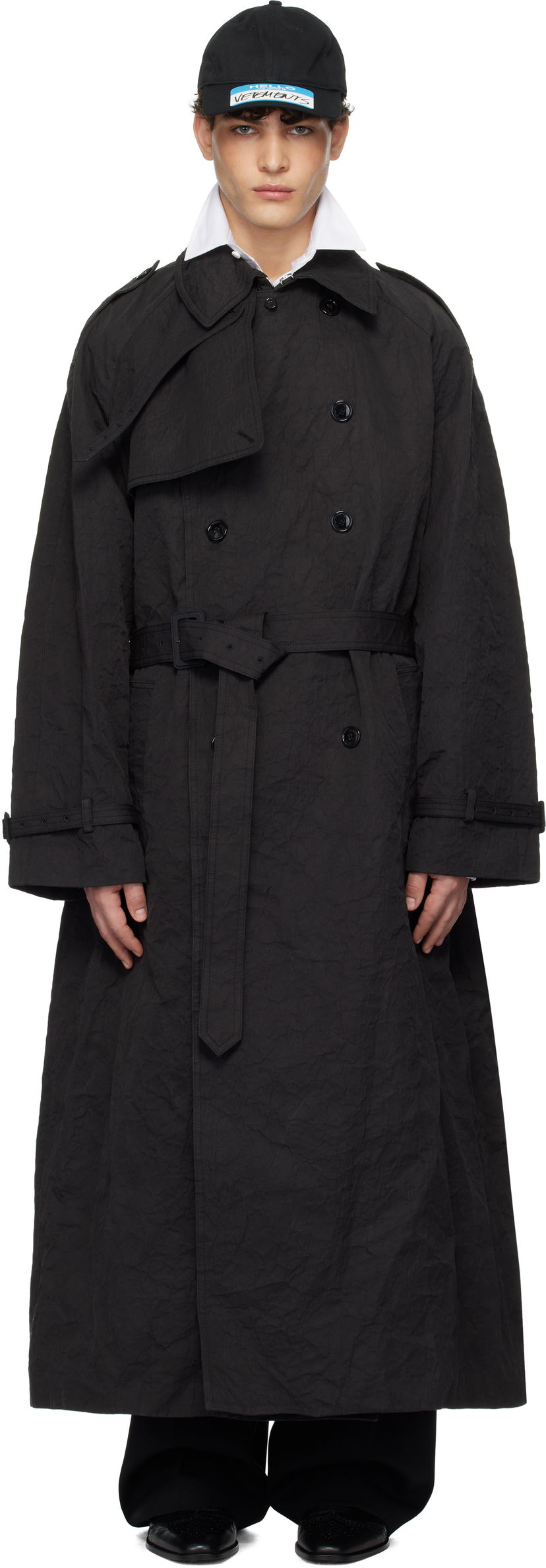 Trenčkot VETEMENTS Metalized Wrinkled Trench Coat Črna | UA66CO100B