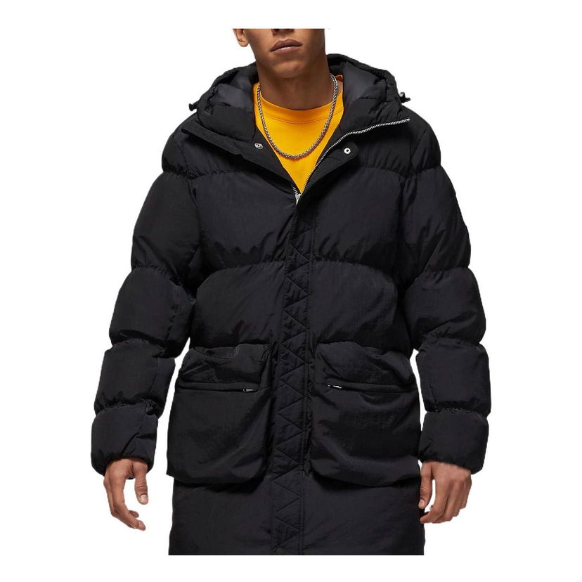 Puhovka Jordan Jordan Logo Zipper Mid-Length Down Jacket Črna | DQ7347-010