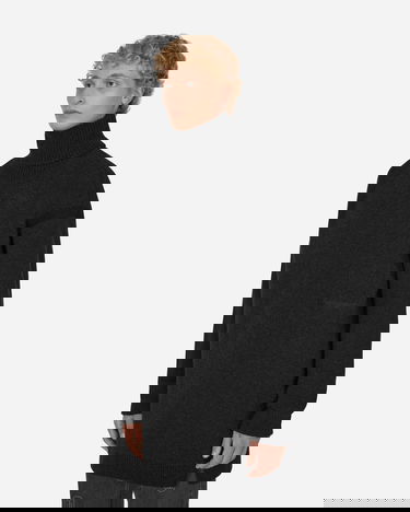 Pleteni pulover Off-White Micro Bouclé Knit Turtleneck Black Črna | OMHF039F22KNI001 1010, 2