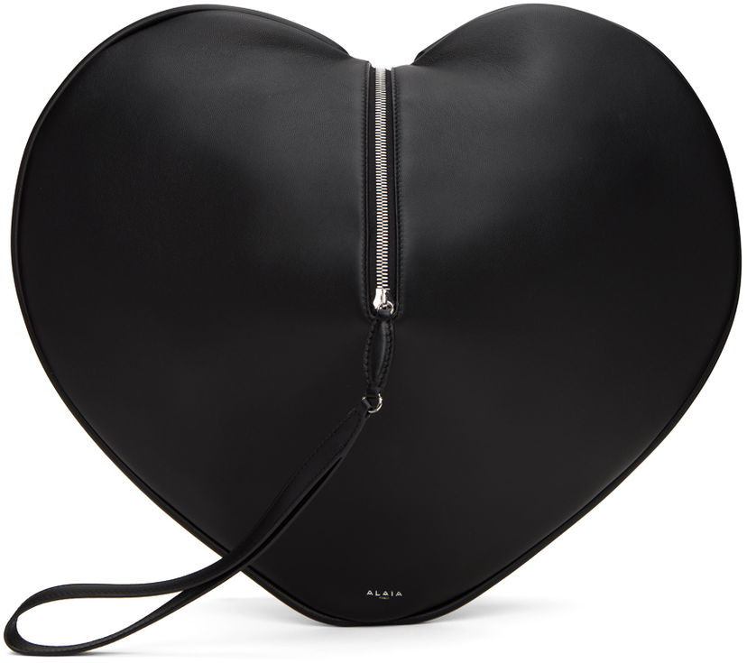Torbica Alaïa Leather Heart Shaped Pouch Črna | AA1P023CA230