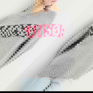 Pleteni pulover Samsoe Samsoe Samsøe Samsøe Sakeiku Logo Knit Jumper Siva | F25300175-CLR000337, 5
