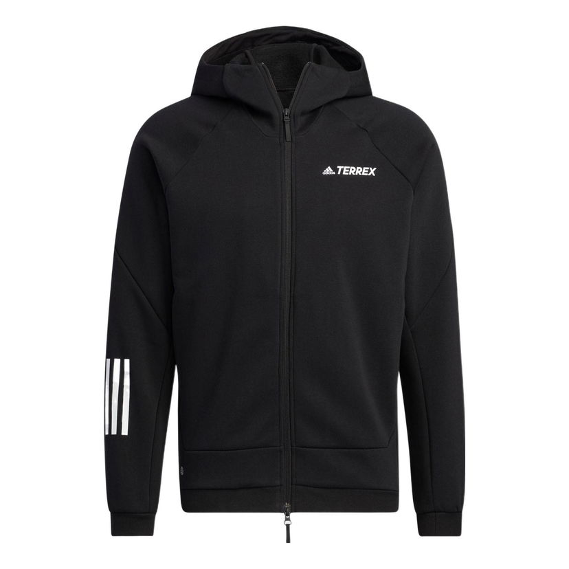 Pulover adidas Performance Terrex Knit Full-Zip Hoodie Črna | HM9712