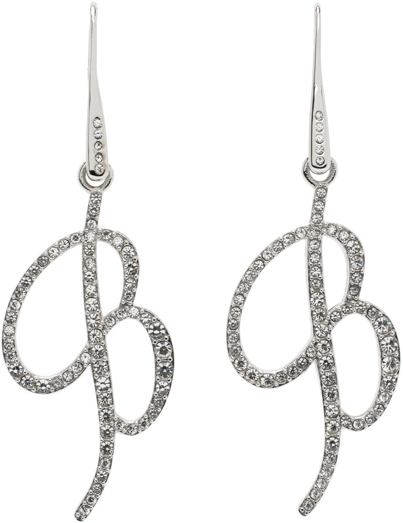 Uhani Blumarine Blumarine Crystal Logo Pendant Earrings Kovinski | P422W260A