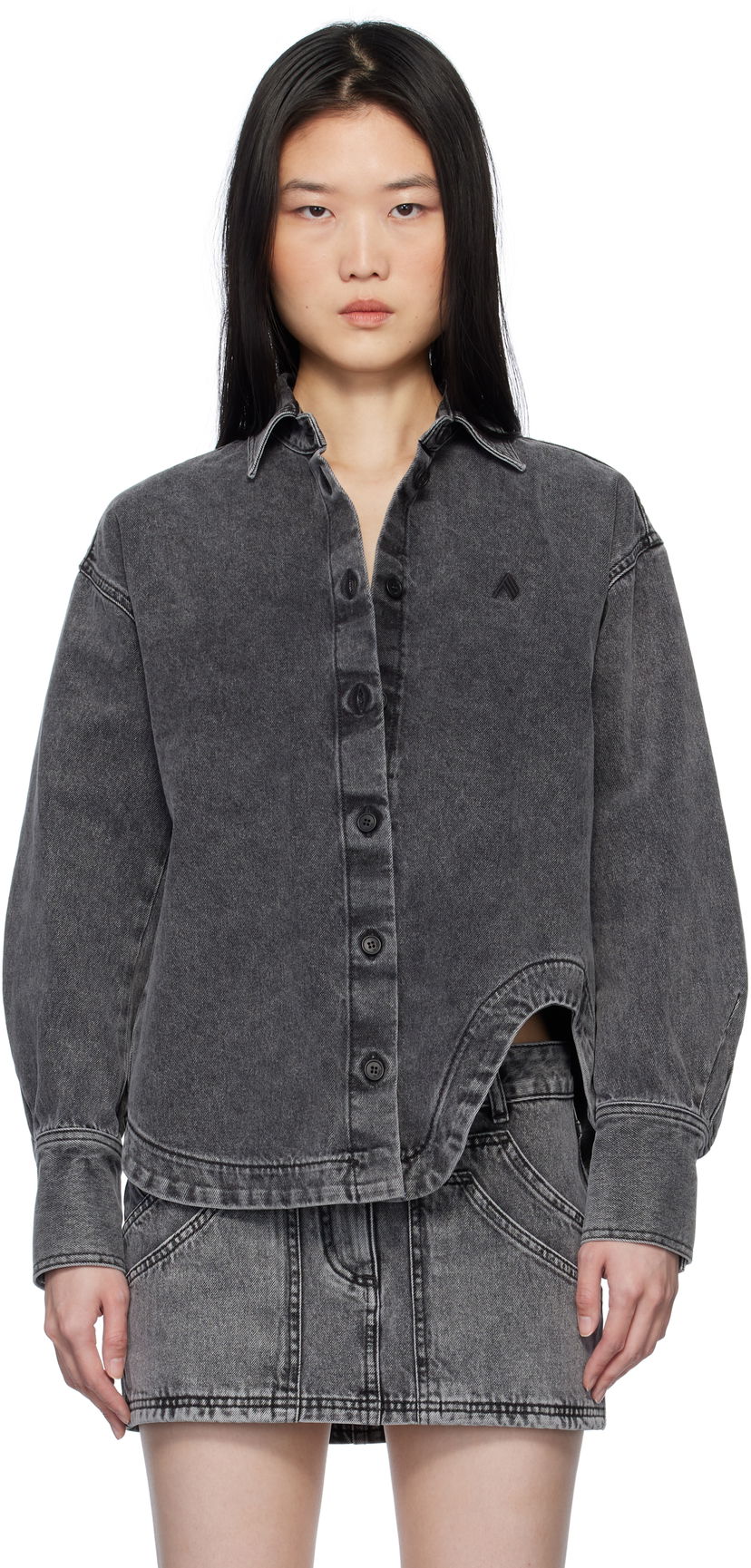 Srajce The Attico Attico Eliza Denim Shirt Siva | 250WCB00074 DDD104AA