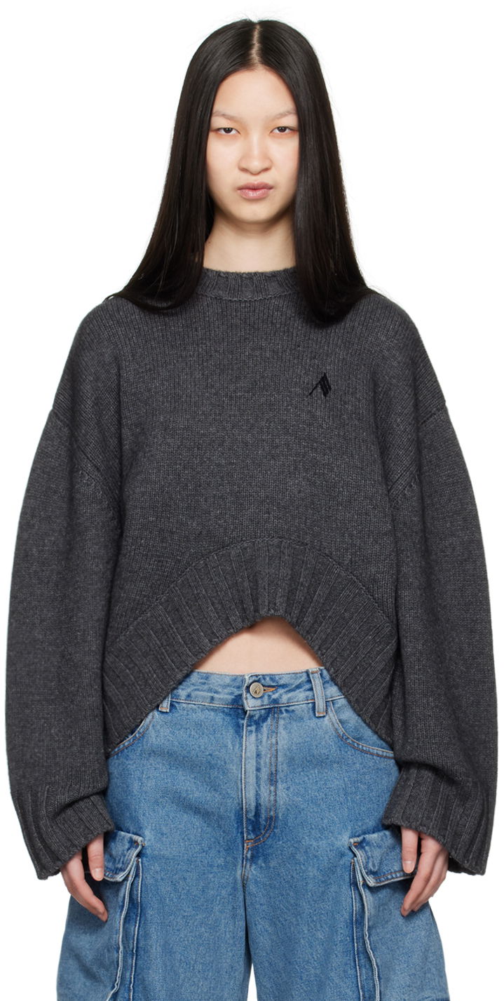 Pleteni pulover The Attico Attico Embroidered Cropped Sweater Siva | 248WCK107 KW046