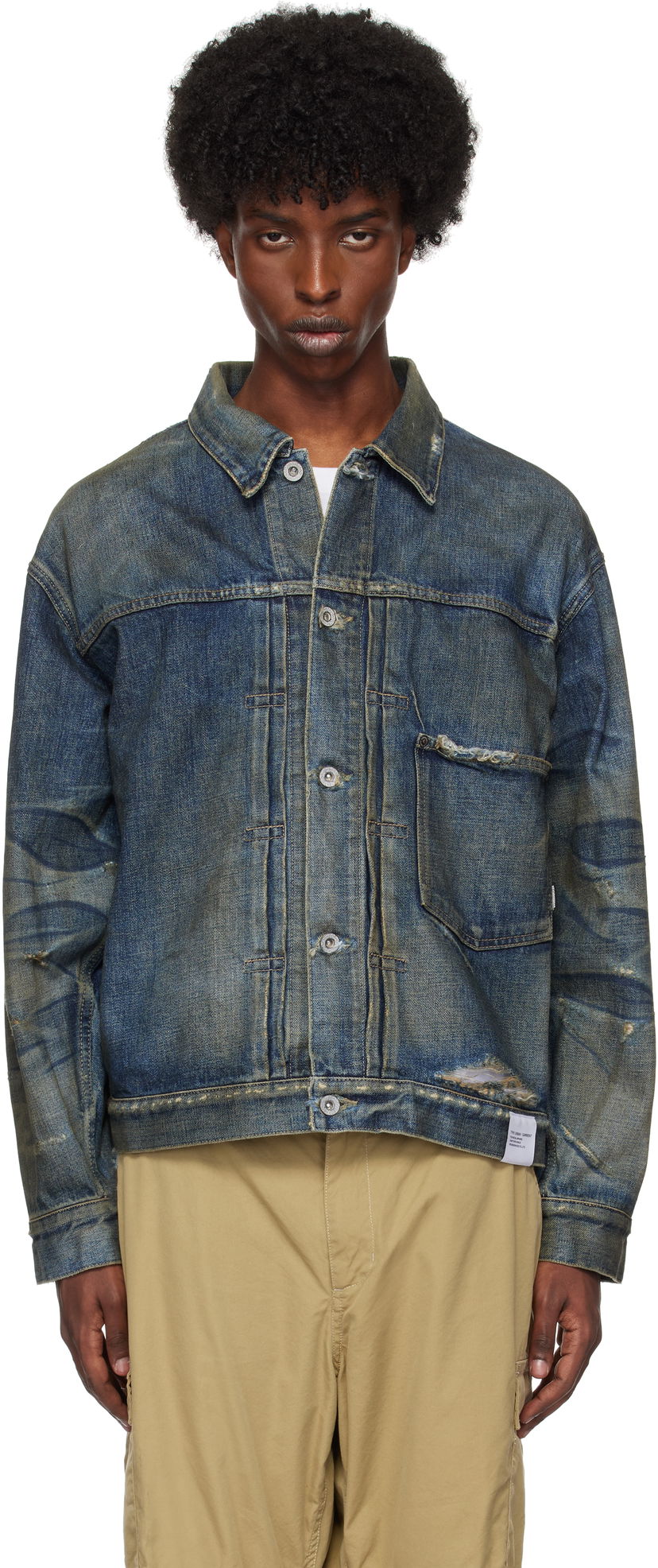 Jakna Neighborhood Denim Jacket Modra | 242XBNH-JKM01