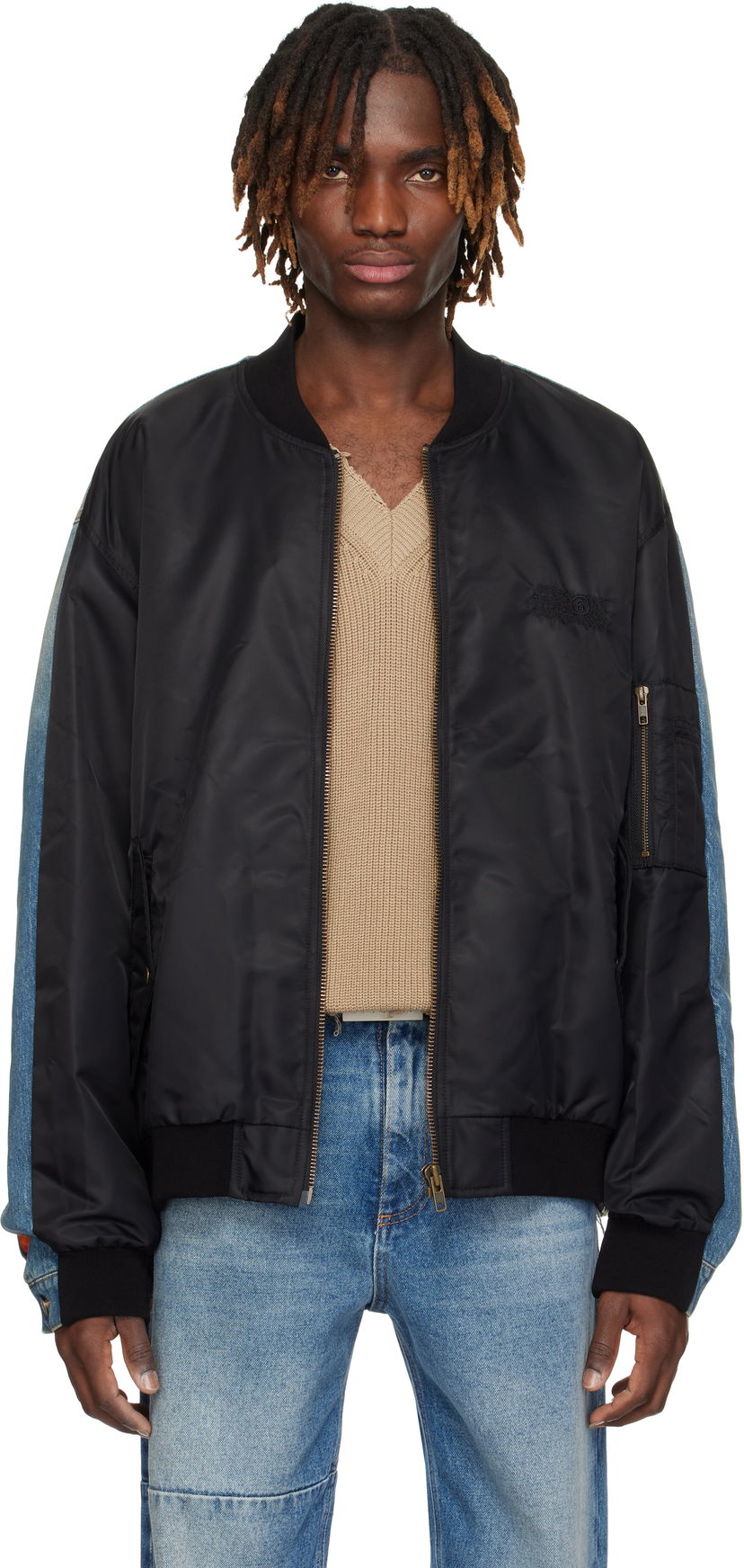 Bomber jakna Maison Margiela MM6 Maison Margiela Sports Denim Bomber Jacket Črna | SH0AM0044 MTN038