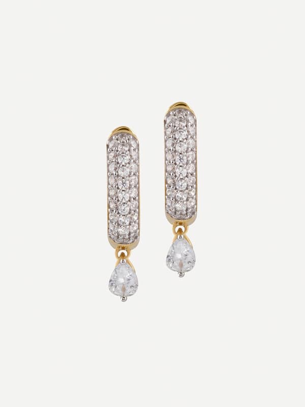 Uhani GUESS Sparkling Rectangle Drop Earrings Bela | JSBE04506JW