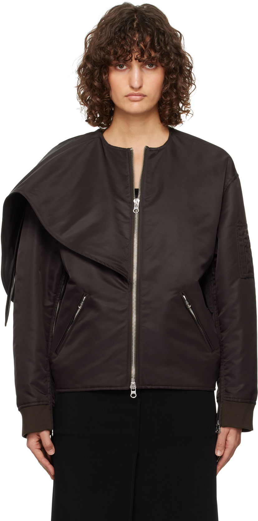 Bomber jakna Courrèges Courrèges Bow Collar Bomber Jacket Črna | 424CBL218NY0020