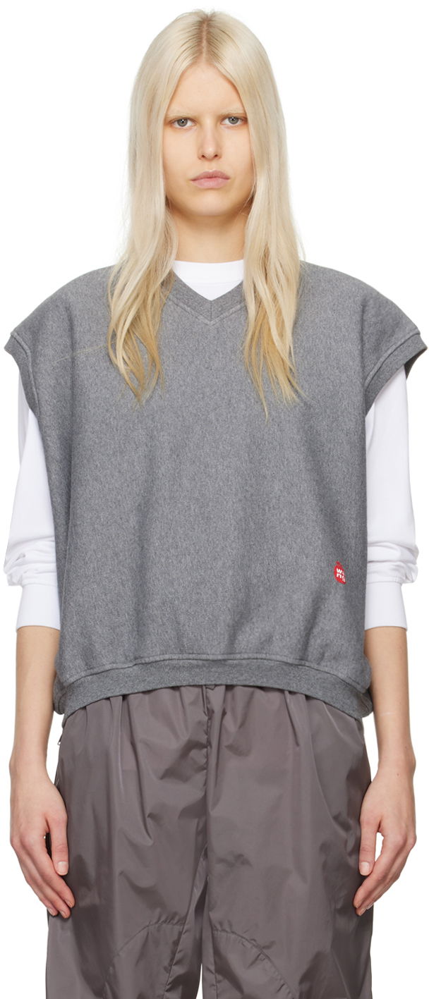 Pleteni pulover Alexander Wang V-Neck Vest Siva | UCC1241677