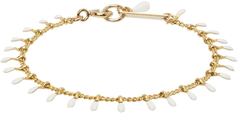 Zapestnica ISABEL MARANT Gold Chain Bracelet With White Charms Bela | BR0003FA-A3B01B
