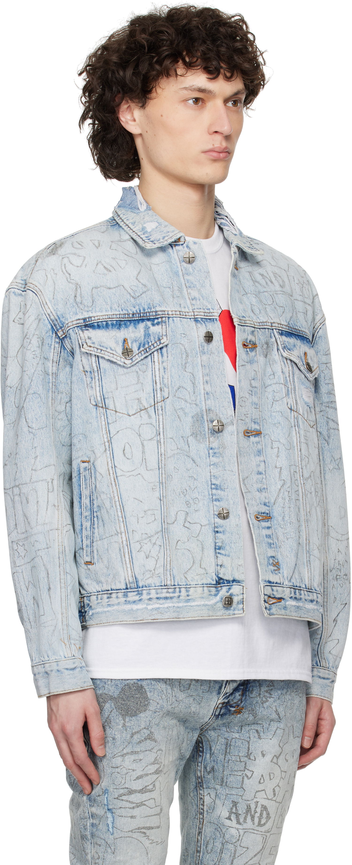 Jakna Ksubi Oh G Graffiti Print Denim Jacket Modra | MSP25JK005, 1