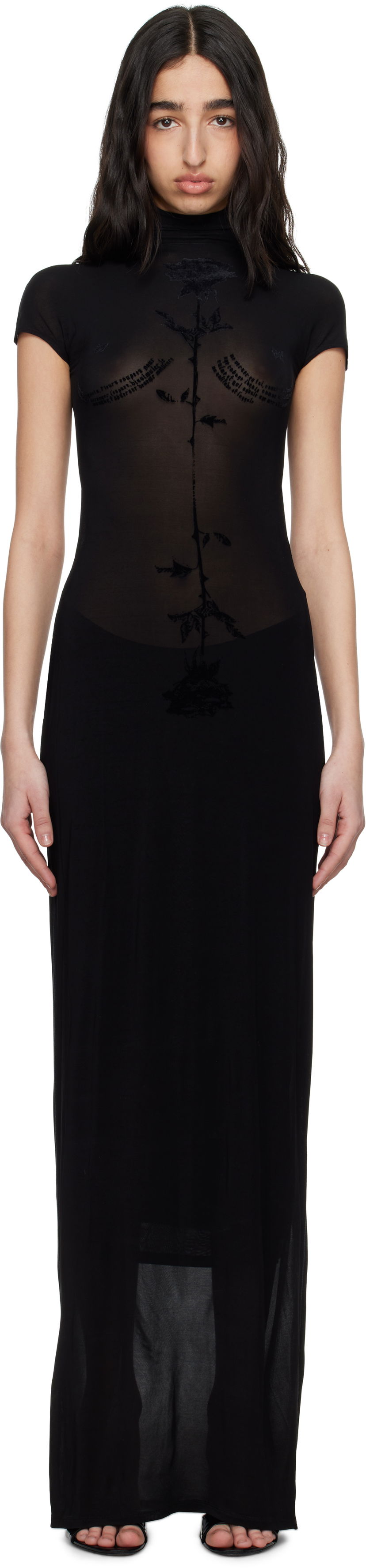 Obleke Jean Paul Gaultier Jean Paul Gaultier Viscose Jersey Maxi Dress Črna | 25/34-F-RO389I-J082-00