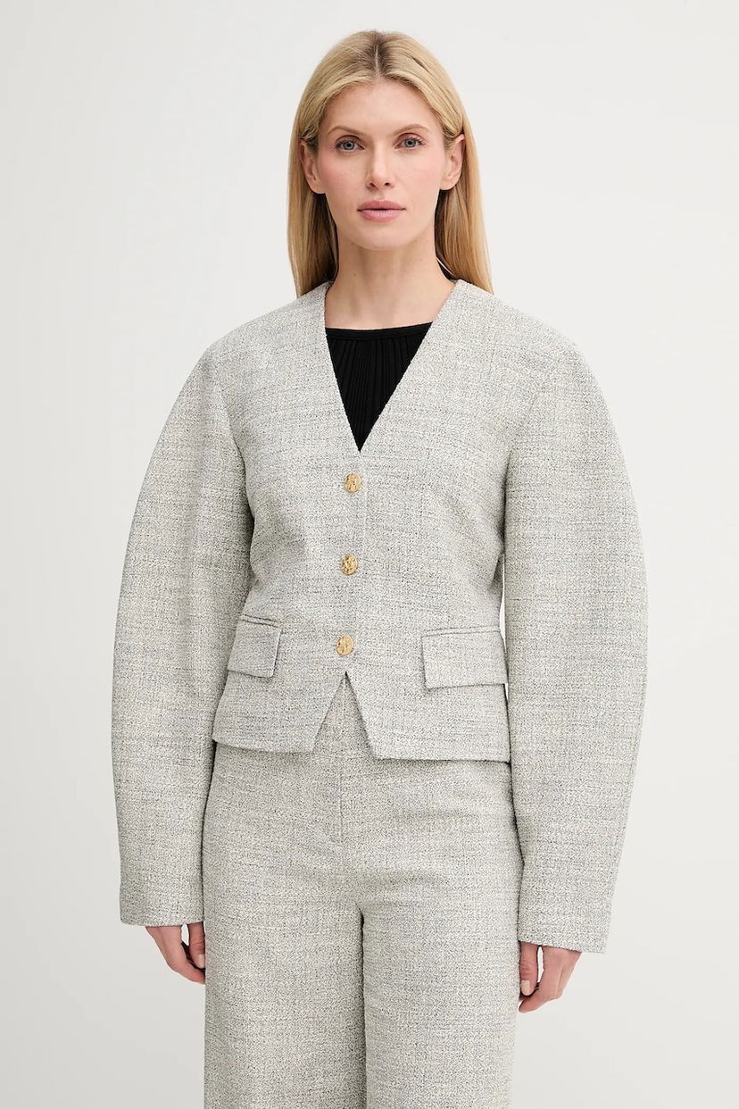 Telovnik Nanushka Nanushka Kiyo Cropped Tweed Jacket Siva | NW25SSOW30199