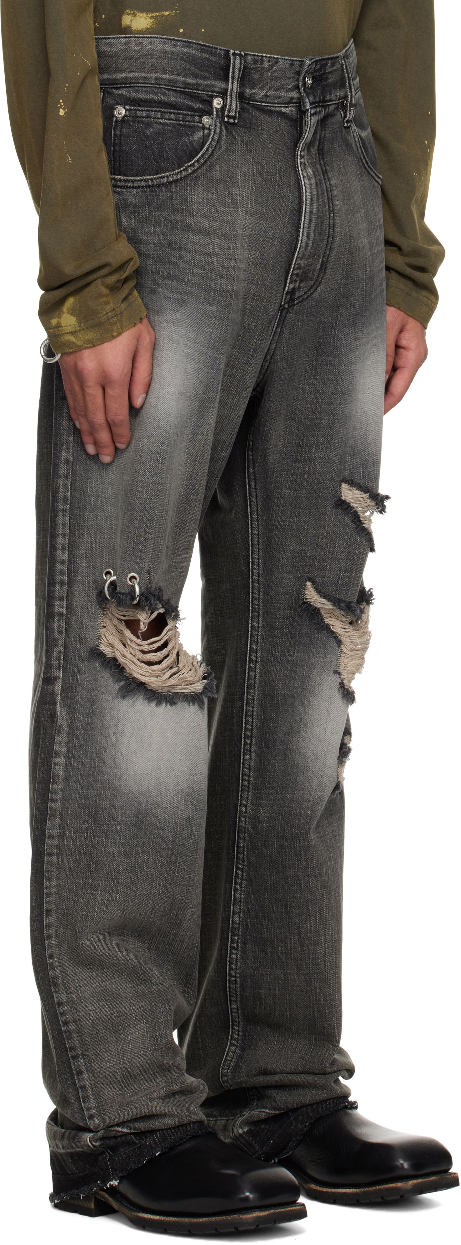 Kavbojke We11done We11done Ripped Jeans Siva | WD-DP1-25-339-M-BK, 1