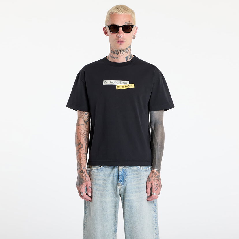 Majica Palm Angels Palm Angels Paxlatimes Reg T-Shirt Črna | PMAA109F25JER0041084