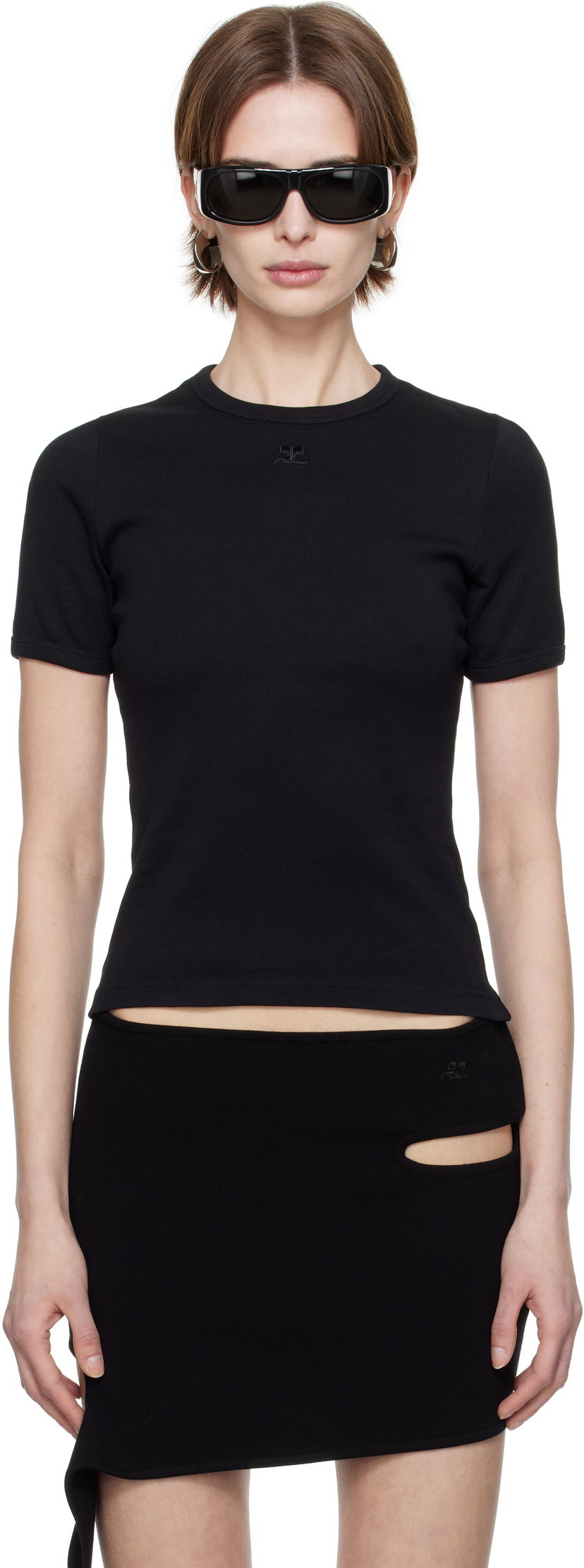 Majica Courrèges Courrèges Heritage Slim-Fit T-Shirt Črna | 125JTS017JS0203