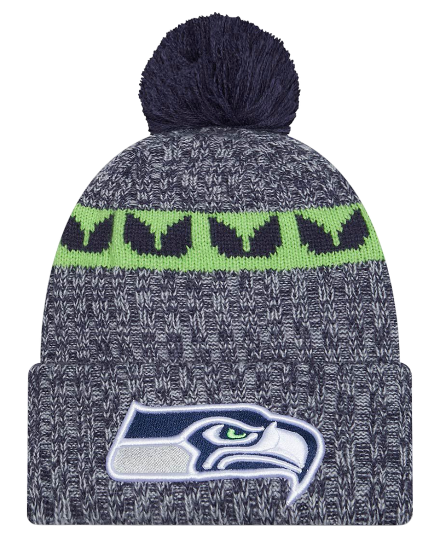 Beanie New Era New Era Seattle Seahawks Knit Beanie with Pom Siva | 60407601-60407601