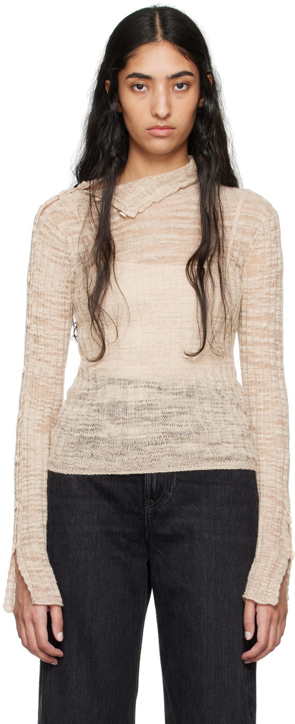 Pleteni pulover Acne Studios Beige Button Sweater Bež | A60548-, 0