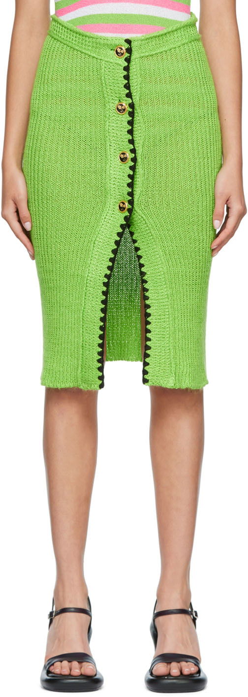 Krila CORMIO Knit Midi Skirt With Front Slit Zelena | LAURA SKIRT