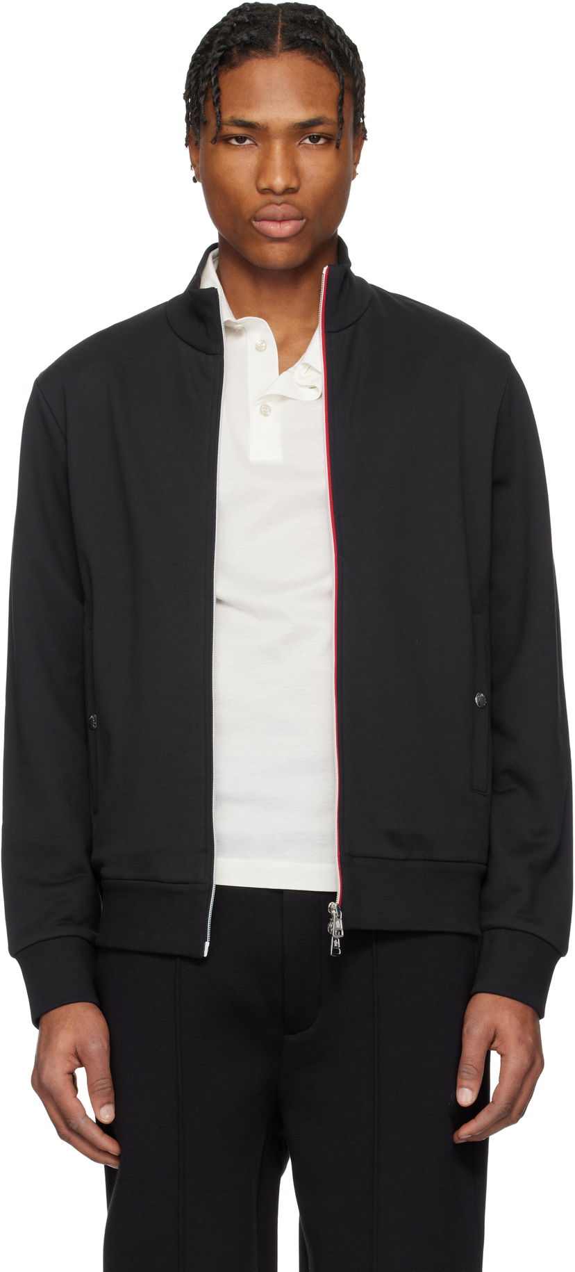 Jakna Moncler Moncler Tricolor-Trimmed Cotton Zip-Up Sweatshirt Črna | K10918G00072809KR
