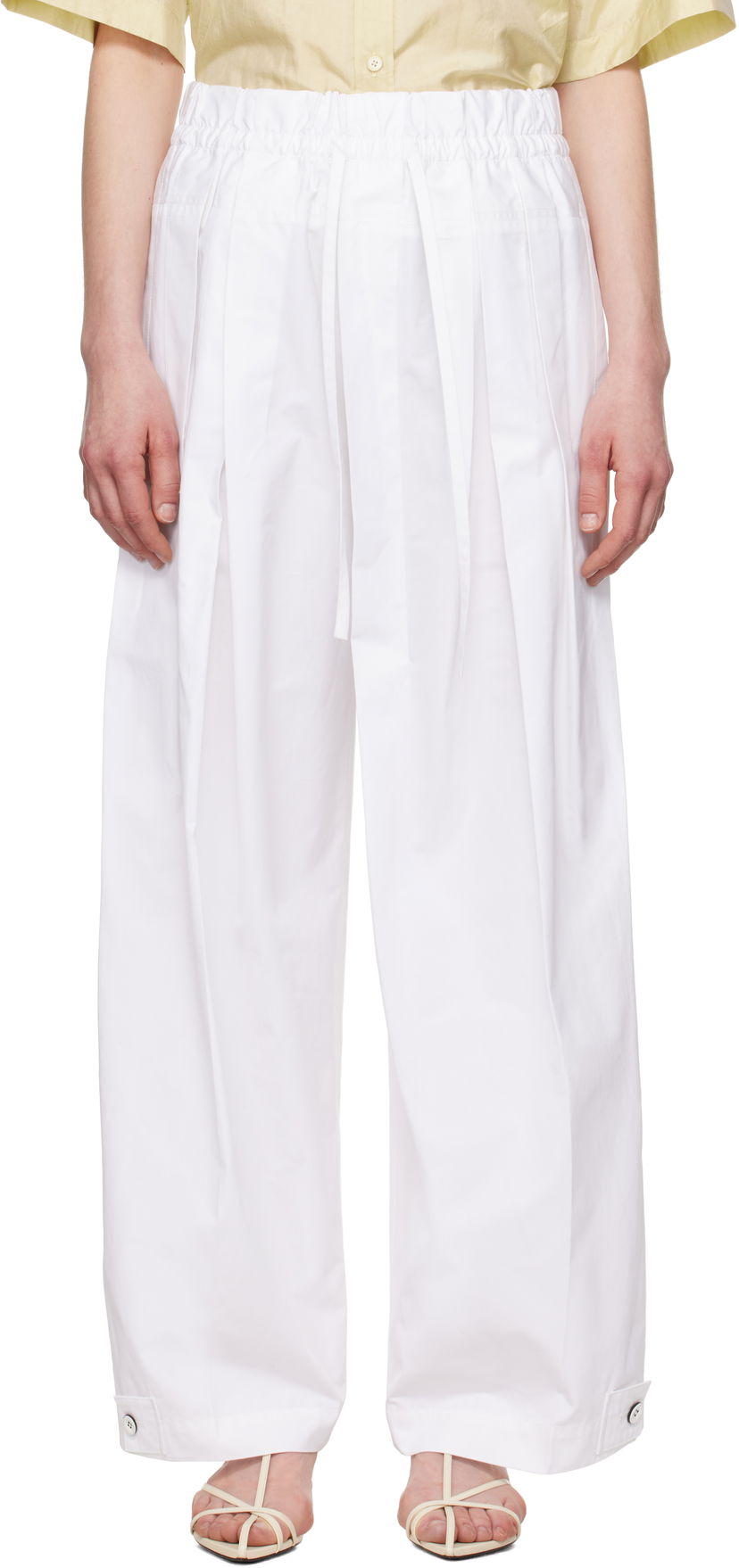 Hlače Jil Sander Jil Sander Wide-Leg Trousers Bela | J02KA0221_J45002