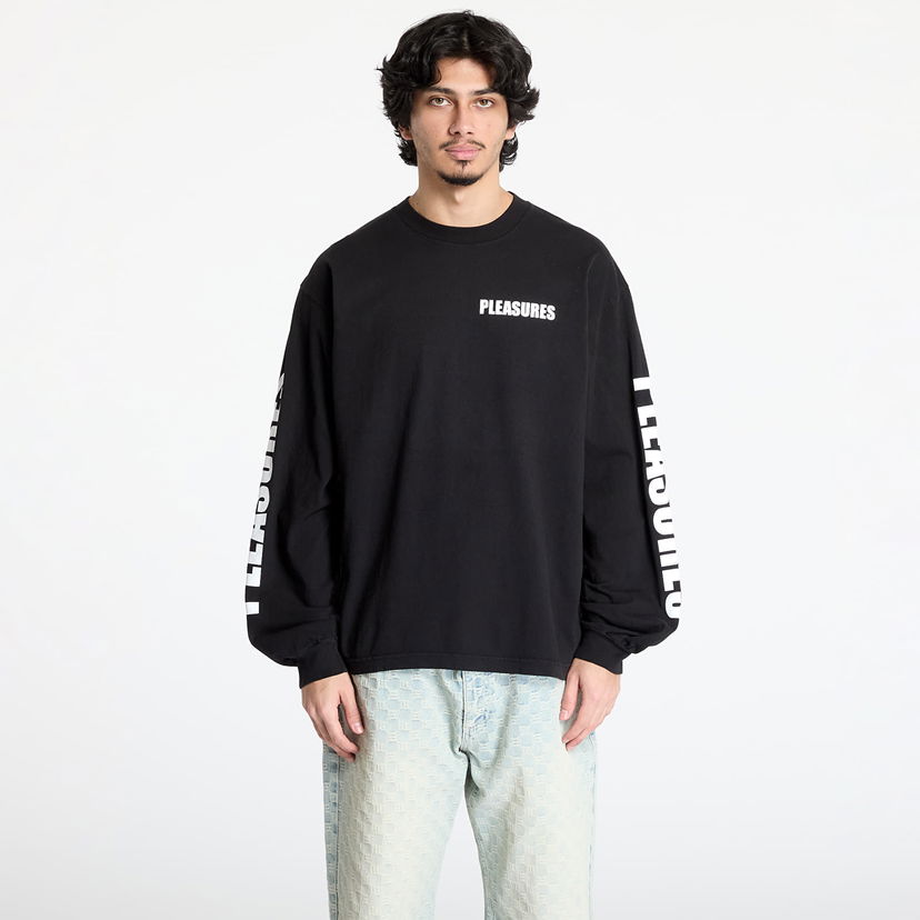 Pleteni pulover Pleasures Pleasures Impact Staff Long Sleeve T-Shirt Črna | P25SP053 BLACK