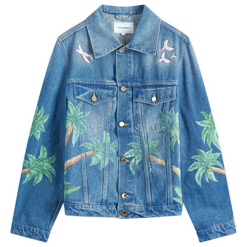 Jakna Casablanca Tennis Club Print Embroidered Denim Jacket Modra | MPF24-JK-310-01