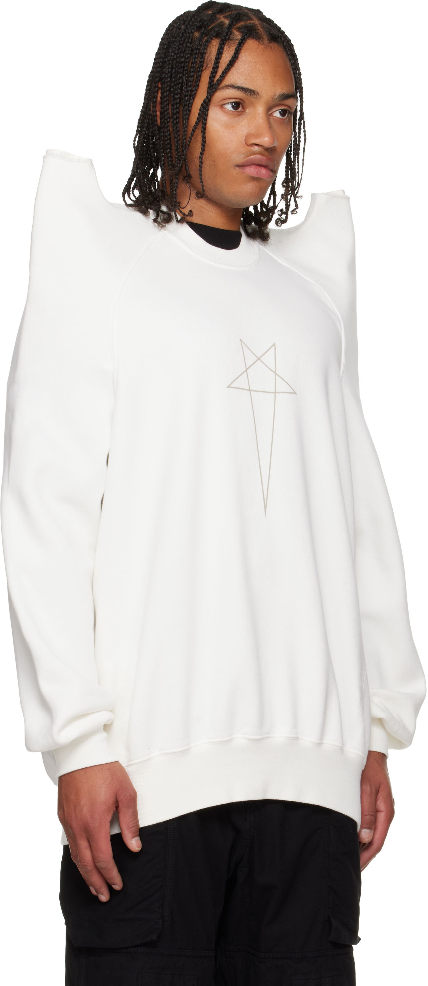 Pulover Rick Owens Concordians Tecsweat Padded Shoulder Sweatshirt Bela | DU02E7272 FEP3, 1