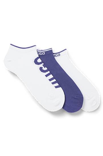 Nogavice BOSS Three-Pack of Ankle Socks with Logo Lila | 50544506