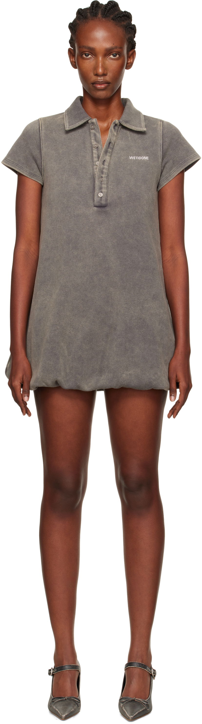 Obleke We11done We11done Bubble Polo Minidress Siva | WD-TO2-25-886-W-CH