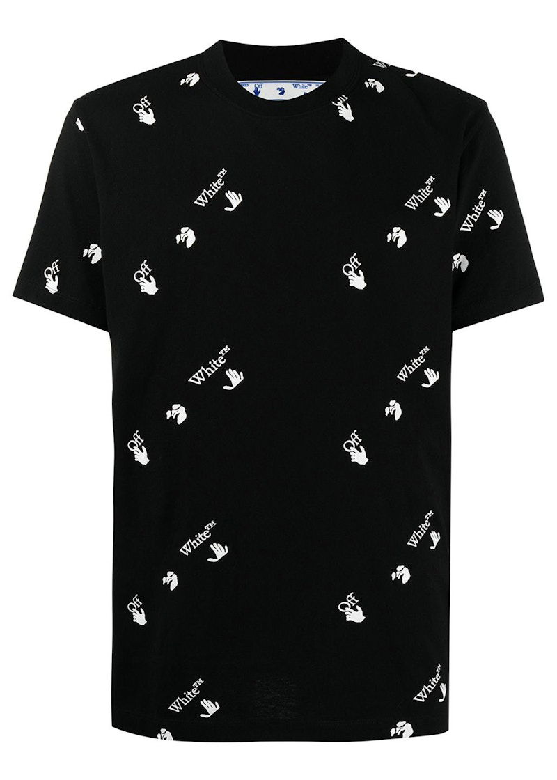 Majica Off-White All Over Logo Print T-Shirt Black White Črna | OMAA027R21JER0121001