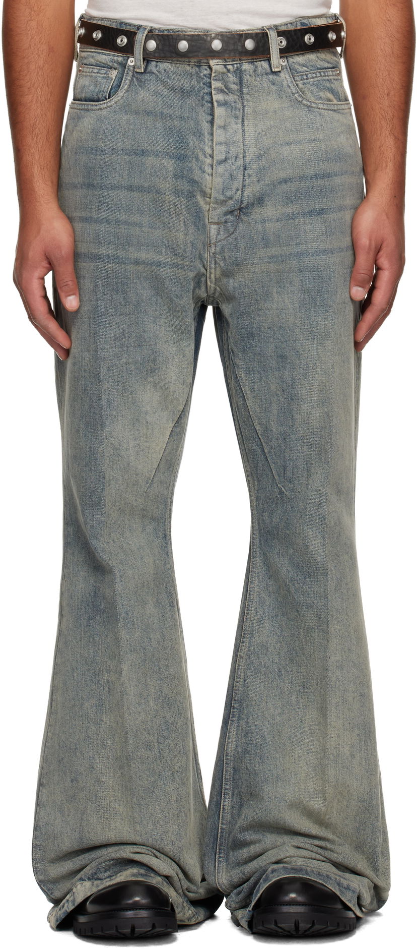 Kavbojke Rick Owens Flared Wide-Leg Distressed Jeans Concordians Bolan Modra | RR02E1335 DWG
