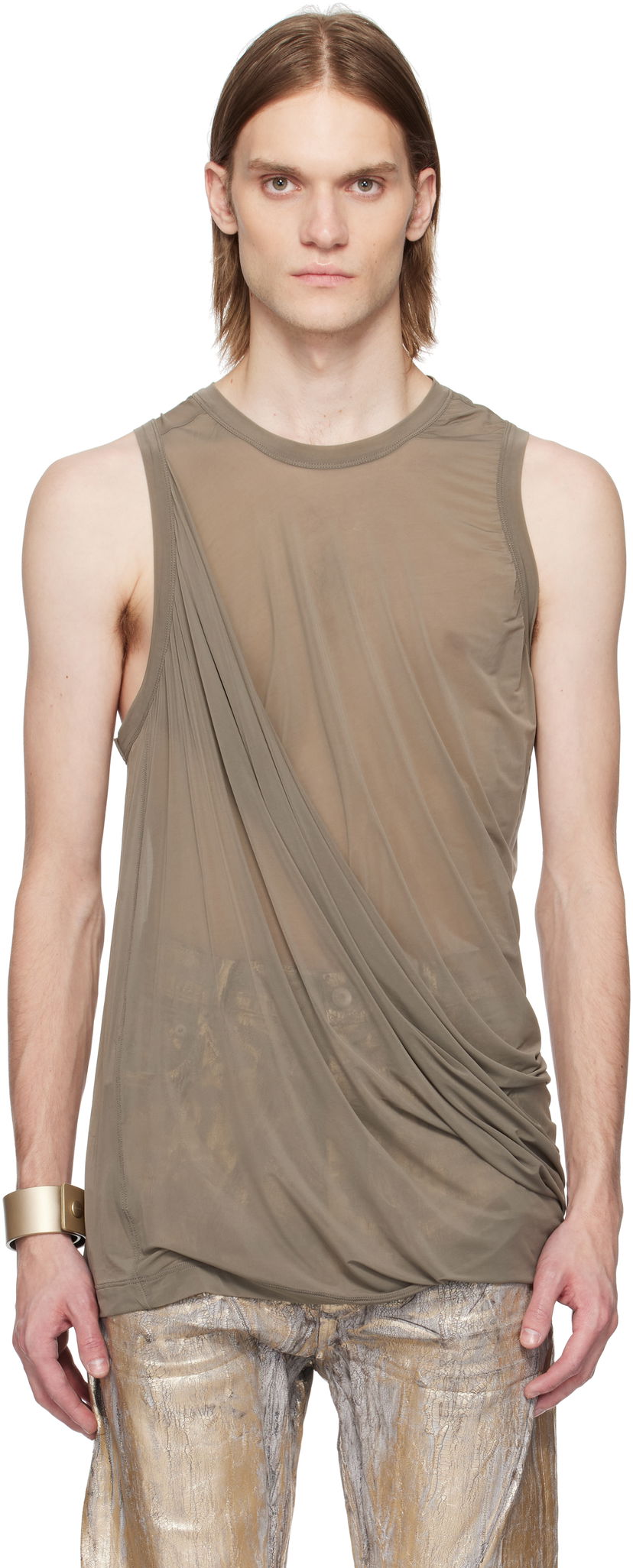Majica brez rokavov Rick Owens Rick Owens Hollywood Anthem Draped Tank Top Zelena | RR01E5152 BZ