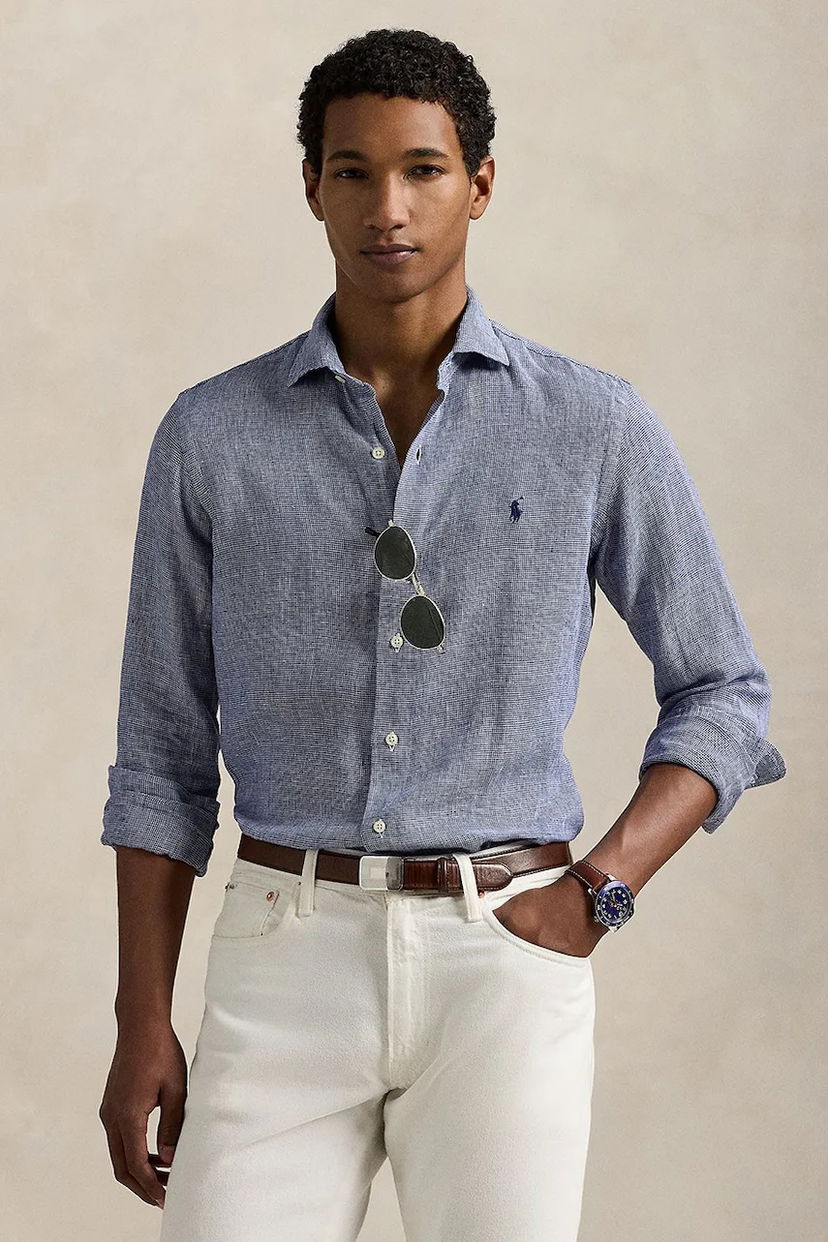 Srajce Polo by Ralph Lauren Polo Ralph Lauren Linen Shirt, Regular Fit Modra | 710968971