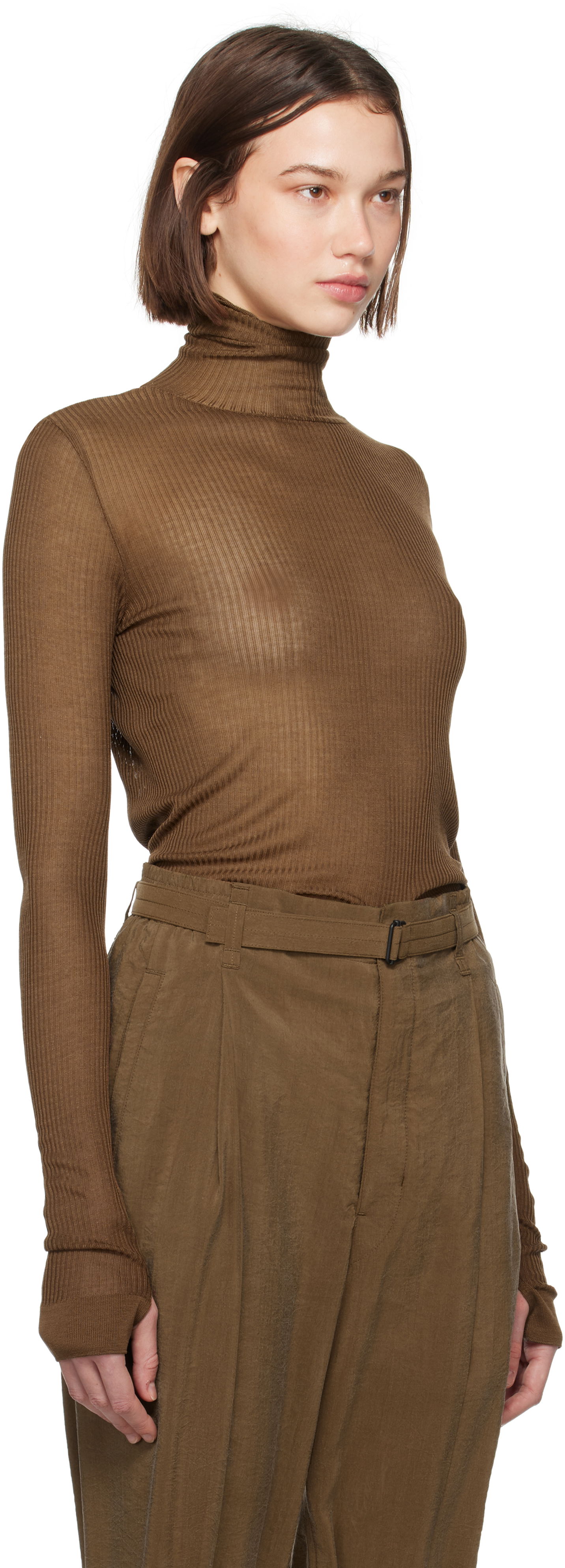 Majica LEMAIRE Seamless Turtleneck Top Rjava | TO1279 LK1017, 1