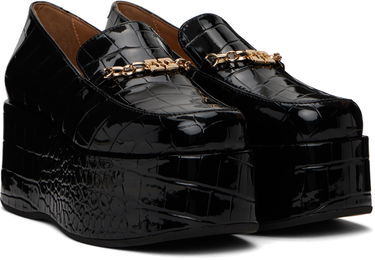 Nega čevljev GANNI GANNI Croco Butterfly Chain Platform Loafers Črna | S2834, 3