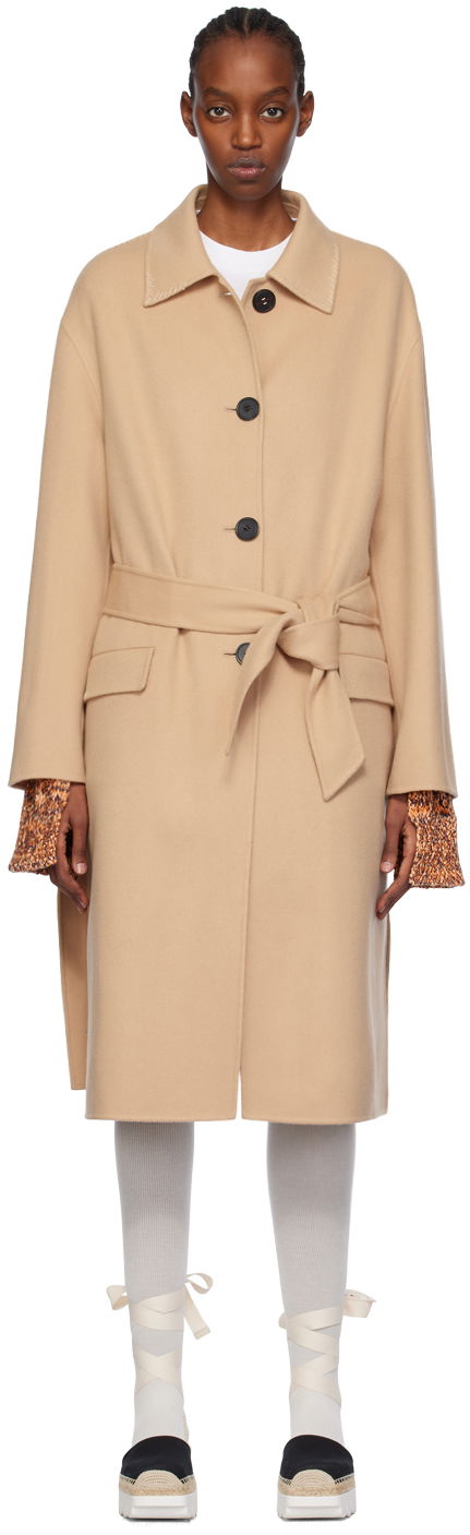 Plašči Marni Topstitched Trench Coat Bež | SPMA0223KS UTW982