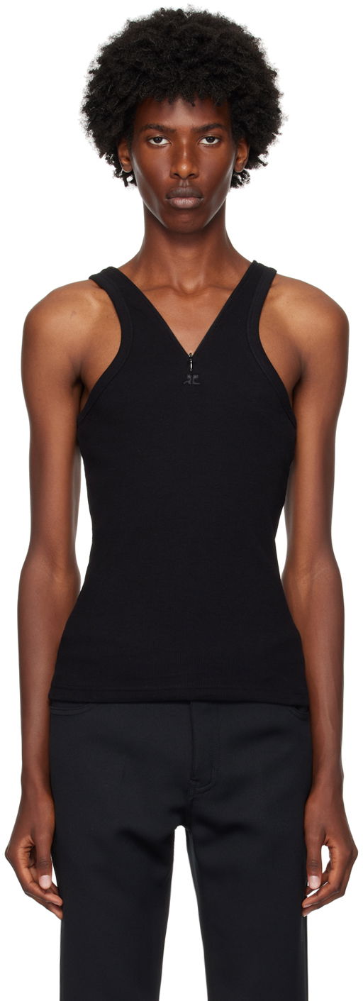 Majica brez rokavov Courrèges Courrèges Zipped Tank Top Črna | 324JDE078JS0121