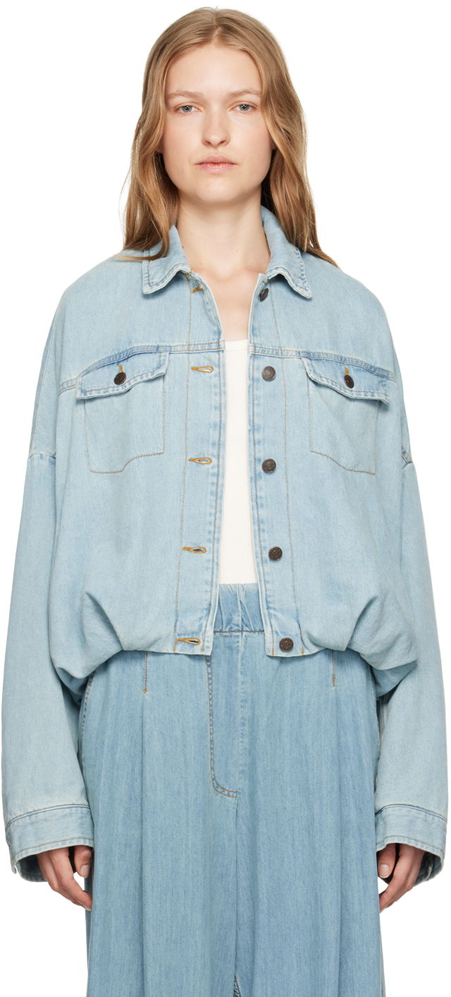 Jakna Dries Van Noten Round Denim Jacket Modra | 242-010506-9378