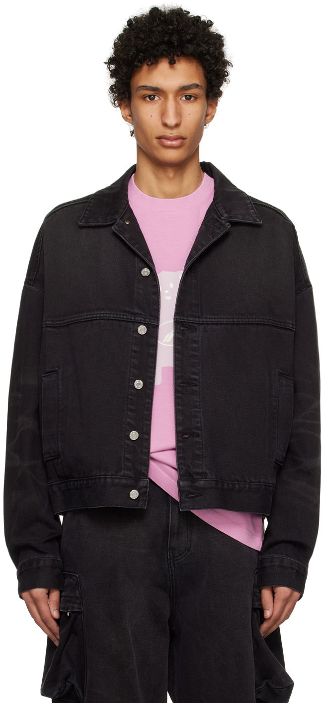 Jakna We11done Graphic Denim Jacket Črna | WD-DJ3-22-376-U-BK