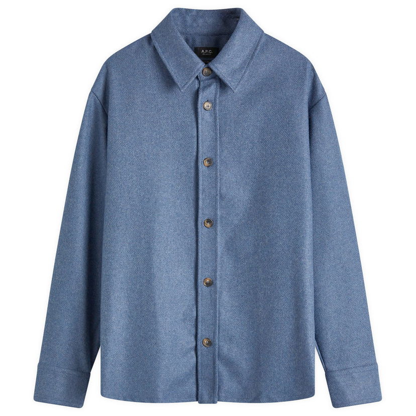 Srajce A.P.C. Blue Marl Wool Overshirt Modra | WVBCV-H02884-PIC