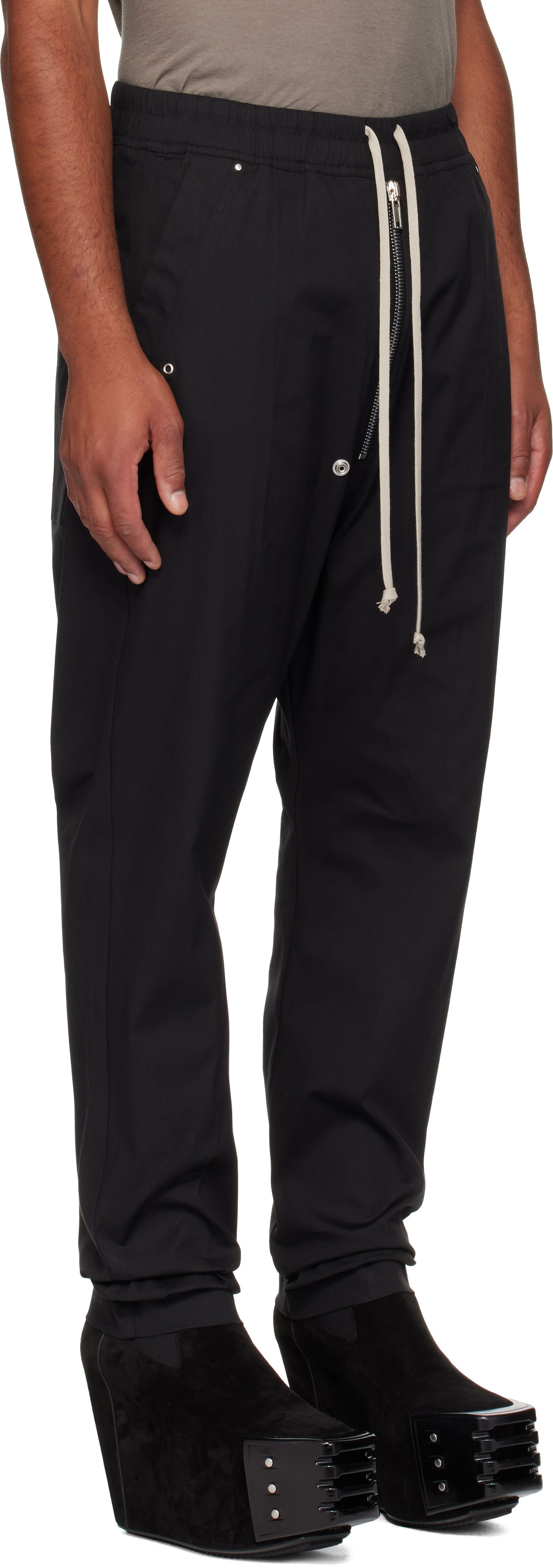 Hlače Rick Owens Rick Owens Concordians Bela Trousers Črna | RU02E1361 TE, 1