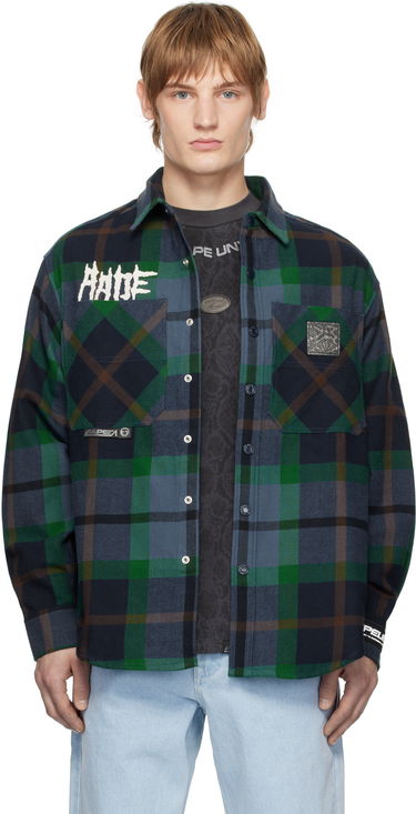 Srajce AAPE by A Bathing Ape AAPE by A Bathing Ape 'AAPE UNVS' Long Sleeve Check Shirt Modra | AAPSTM8504XXNNYM, 0