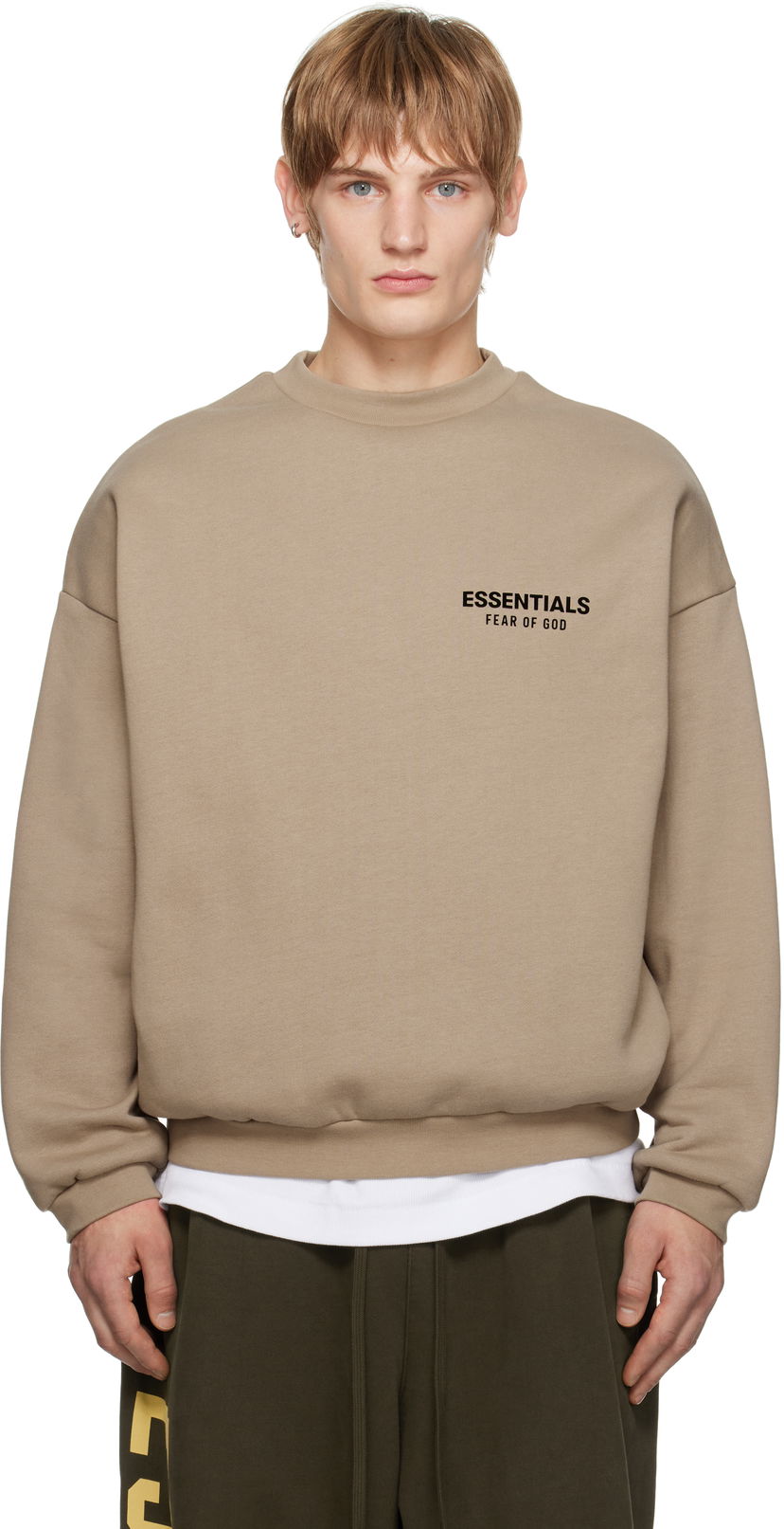 Pleteni pulover Fear of God Fear of God ESSENTIALS Fleece Crewneck Sweatshirt Bež | 192HO246267F