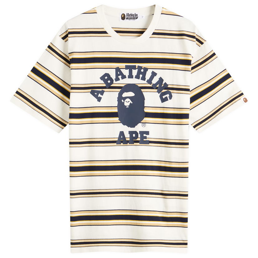 Majica BAPE A Bathing Ape College Stripe Tee Bela | 001CSL301006M-WHT