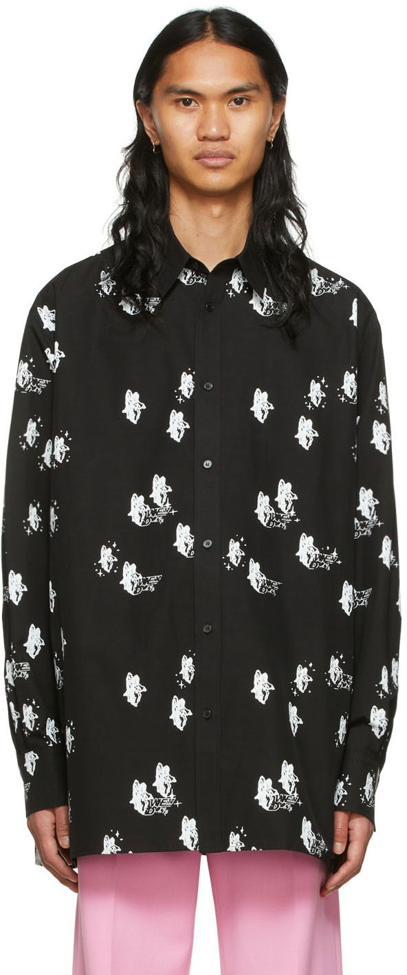 Srajce We11done Angels Print Shirt Črna | WD-BL1-22-213-U-BK